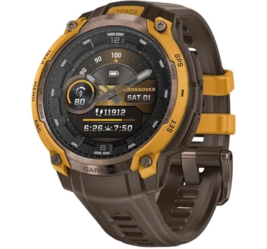 Смарт-годинник Garmin Instinct Crossover AMOLED Bronze/sunburst with cocoa silicone band (010-03398-01)