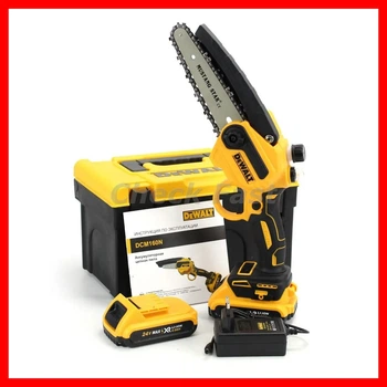 Мини пила аккумуляторная DeWalt DCM160N 24В, 4Ач, цепная пила с подачей масла, ручная пила на аккумуляторах