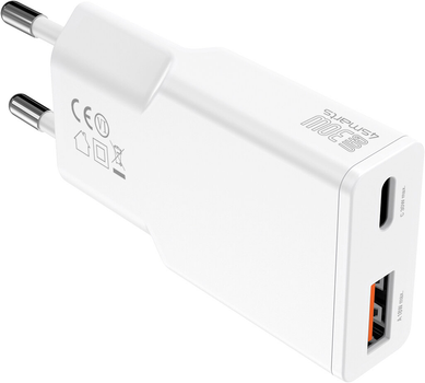 Мережевий зарядний пристрій 4smarts PDPlug Duos Slim 30W GaN 1C+1A White (4252011910267)