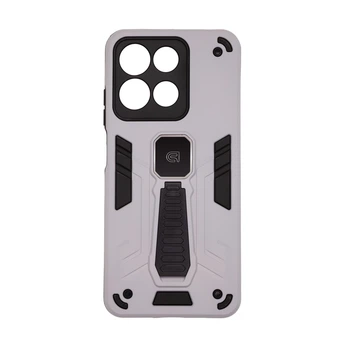 Чехол для Motorola G15/G15 Power/G17 Power 4G/G17 4G, Proover, серый, с подставкой и магнитом, противоударный, ударопрочный, бронированный, панель-накладка, защита всего корпуса, термополиуретан (TPU) + поликарбонат (PC), ArmorStandart (ARM91059)