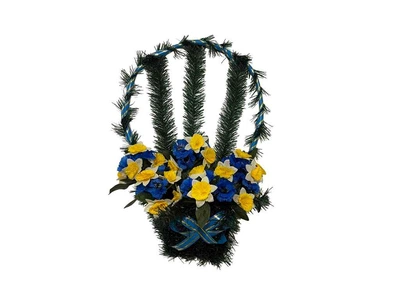 Корзина з квітами MEMORI №4 "Нарцис" 50х30см жовто-блакитний