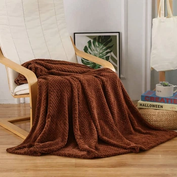 Плед мягкий на диван и кровать Cozy Touch LUX 180х200см (двуспальный), теплый фактурный плед-покрывало Шоколад