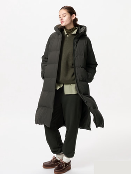 Пуховик Uniqlo розмір XL темно зелений (58) (469898)
