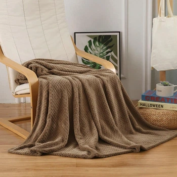 Плед мягкий на диван и кровать Cozy Touch LUX 180х200см (двуспальный), теплый фактурный плед-покрывало Капучино