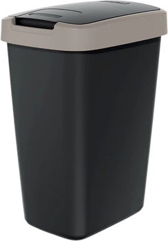 Відро для сміття Prosperplast Compacta Q прямокутне з кришкою 12 л Чорний/Мокко (5905197460826)
