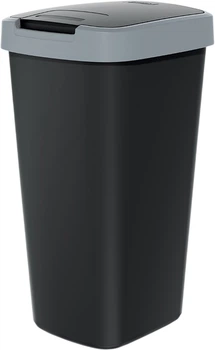 Відро для сміття Prosperplast Compacta Q прямокутне з кришкою 25 л Чорний/Сірий (5905197460857)