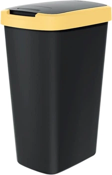 Відро для сміття Prosperplast Compacta Q прямокутне з кришкою 45 л Чорний/Жовтий (5905197460888)