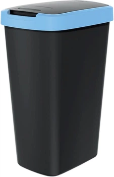 Відро для сміття Prosperplast Compacta Q прямокутне з кришкою 45 л Чорний/Блакитний (5905197460895)