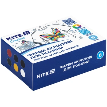 Фарби акрилові для тканини Kite Creative K-277 , 6 кольорів, 20 мл