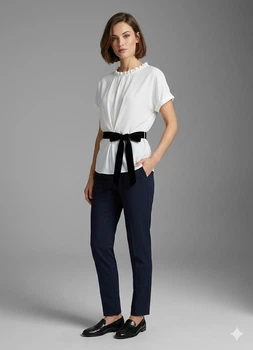 Блуза United Colors of Benetton S Белый 5YJ05Q8V3_черн.пояс