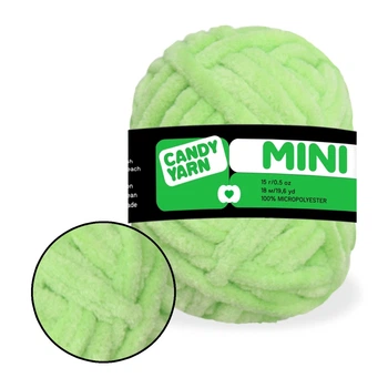 Плюшевая пряжа Mini 15г, Салатовый №850 - мягкая пряжа для игрушек, амигуруми и декора, мини моточки 15г/18м, микрополиэстер