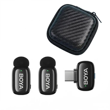 Петличный микрофон BOYA mini USB Type-C (2 шт.) для iPhone и Android беспроводной + твёрдый кейс для хранения, петличка для телефона (50066)