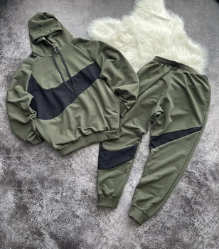 Мужской спортивный костюм худи брюки хаки XL pvlnks-251