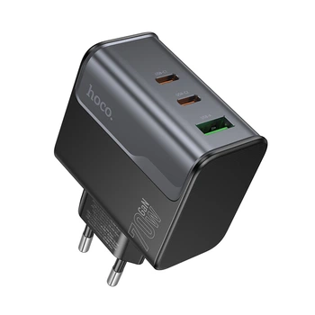 Зарядний пристрій HOCO CS75A Star Speed PD70W 2xType-C 1xUSB charger Black (6942007653862)