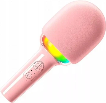 Детский караоке микрофон PlaySound BT5.0 RGB-подсветка 8 часов работы розовый