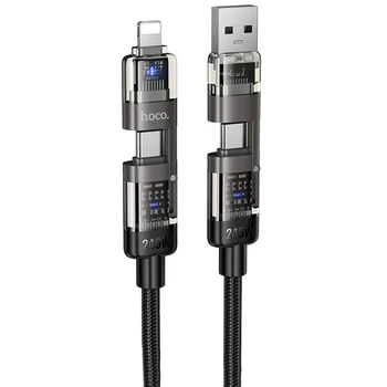 Дата кабель HOCO U151 Goldsmith 4in1 Type-C to USB/Type-C to Lightning 240W (1.2m) (Black) (249924)