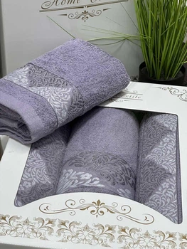 Махровые полотенца 70 × 140 см и 2 х 50 × 90 см Сиреневый (П4К-al-rm-007-02)