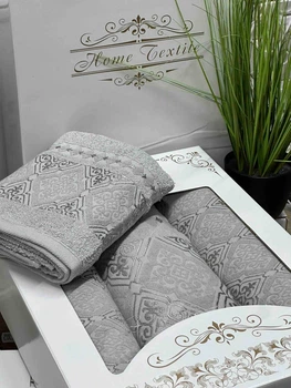 Полотенце махровое 70 × 140 см и 2 х 50 × 90 см Светло-серый (П4К-al-rm-006-04)