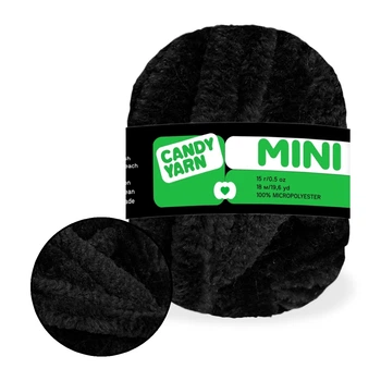 Плюшева пряжа Mini 15 г, Чорний №742 турецька нитка для в'язання гачком і спицями пледа іграшок та одягу, 100% мікрополіестер, 18м