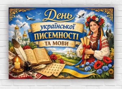 Паперовий плакат "День української писемності та мови" 110х75 см