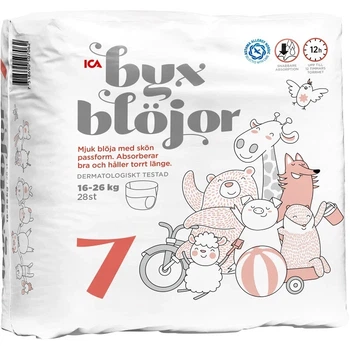 Подгузники-трусики ICA Byx blojor 7 размер (16-26 кг) , 28 шт
