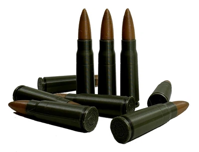 Патрон демонстрационный калибра «7.62*39 АК-47» - 9 шт (макет)