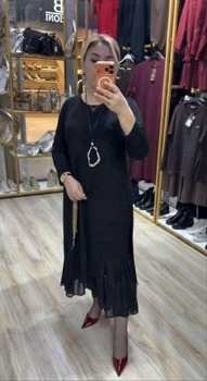 Жіночий комплект-двійка SOLINNA: Плаття з італійського трикотажу та спідниця із сіткою MF-087 Чорний, 48-50