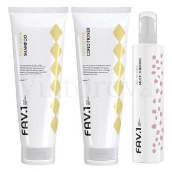 Набор для ежедневного ухода за волосами FAV.1: Шампунь FAV.1 DAILY SHINE SHAMPOO 250 мл + Кондиционер FAV.1 DAILY SHINE CONDITIONER 250 мл + Термозащита FAV.1 ALL IN ONE MULTI THERMO 200 мл