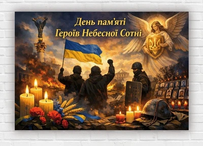 Паперовий плакат "День пам'яті Героїв Небесної сотні" 110х75 см