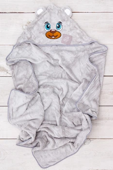 Дитячий рушник-куточок ведмедик з вушками NoBrand 90*90 Сірий (p-18447-228119)