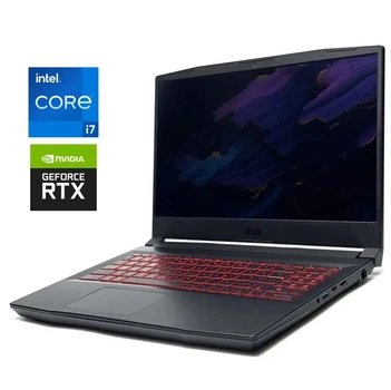 Ігровий ноутбук MSI Katana GF66 / 15.6" (1920x1080) IPS / Intel Core i7-11800H (8 (16) ядер по 2.3 - 4.6 GHz) / 16 GB DDR4 / 500 GB SSD / nVidia GeForce RTX 3060, 6 GB GDDR6, 192-bit / WebCam / Win 11 б/в