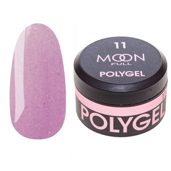 Полигель для наращивания Moon Full Poly Gel №11 легкий розовый с шиммером, 15 мл.