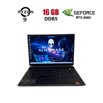 Игровой ноутбук Б-класс Dell Alienware m16 R1 / 16" (2560x1600) IPS / AMD Ryzen 9 7845HX (12 (24) ядер по 3.0 - 5.2 GHz) / 16 GB DDR5 / 1000 GB SSD / nVidia GeForce RTX 4080, 12 GB GDDR6, 192-bit / WebCam б/у