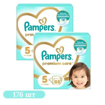 Детские подгузники 176 шт Pampers Premium Care размер 5 (11-16 кг)