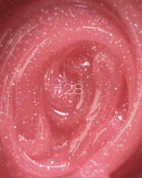 Гель-желе для нарощування Moon Full Jelly Builder Gel №28 ніжно-рожевий напівпрозорий із шимером, 30 мл.