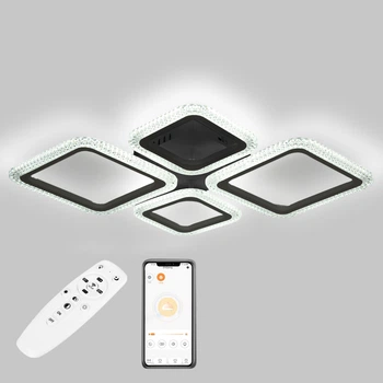 Потолочная LED люстра, светильник светодиодный черный Sunlight 6063/2+2