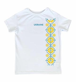 Детская футболка для девочки Спиногрыз Ukraine вышиванка принт СПИ-09714 122 см белый