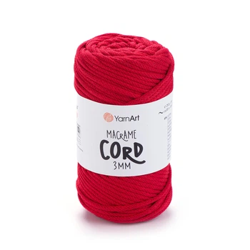 Шнур плетений YarnArt macrame cord червоний 3 мм для макраме (№773)