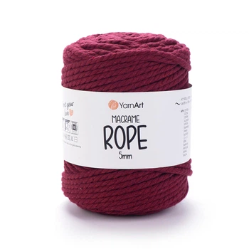 Шнур кручений для макраме YarnArt macrame rope 5мм бордо 500г (№781)