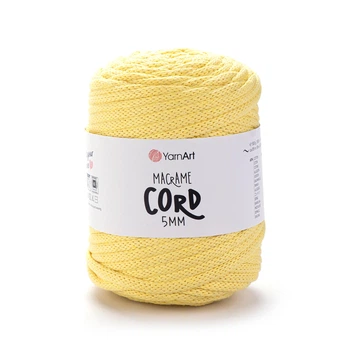 Шнур плетений YarnArt macrame cord 5 мм с сердечником для макраме світло-жовтий (№754)
