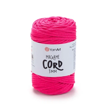 Шнур плетений YarnArt macrame cord яскраво-рожевий 3 мм для макраме (№803)