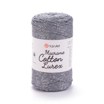 Шнур плетений з люрексом YarnArt macrame cotton Lurex 2мм сірий (№737)