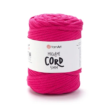 Шнур плетений YarnArt macrame cord 5 мм с сердечником для макраме фуксія (№771)