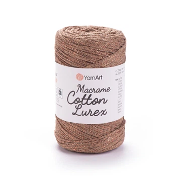 Шнур плетений з люрексом YarnArt macrame cotton Lurex 2мм карамель люрекс (№742)