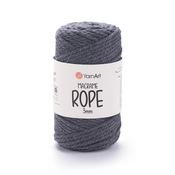 Шнур кручений YarnArt macrame rope 3мм темно-сірий 250г (№758)
