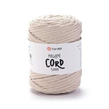 Шнур плетений YarnArt macrame cord 5 мм с сердечником для макраме бежевий (№753)
