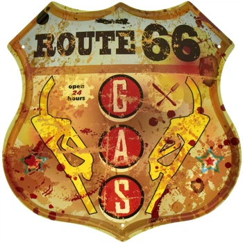 Металлическая табличка "Route 66 (Gas)" (ms-001587)