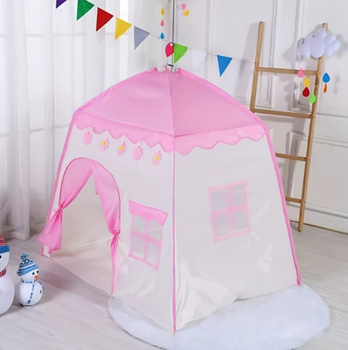 Палатка детский игровой домик для девочек розовый 125×100×120см складная для дома улицы для детей полиэстер Yiwu