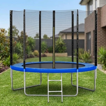 Батут SJ 10ft (312 см) синий с внешней сеткой: до 150 кг, для детей, взрослых, дачи, улицы