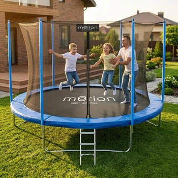 Батут Motion Sport Line 10ft (305 см) синий с внутренней сеткой: до 150 кг, для детей, взрослых, дачи, улицы